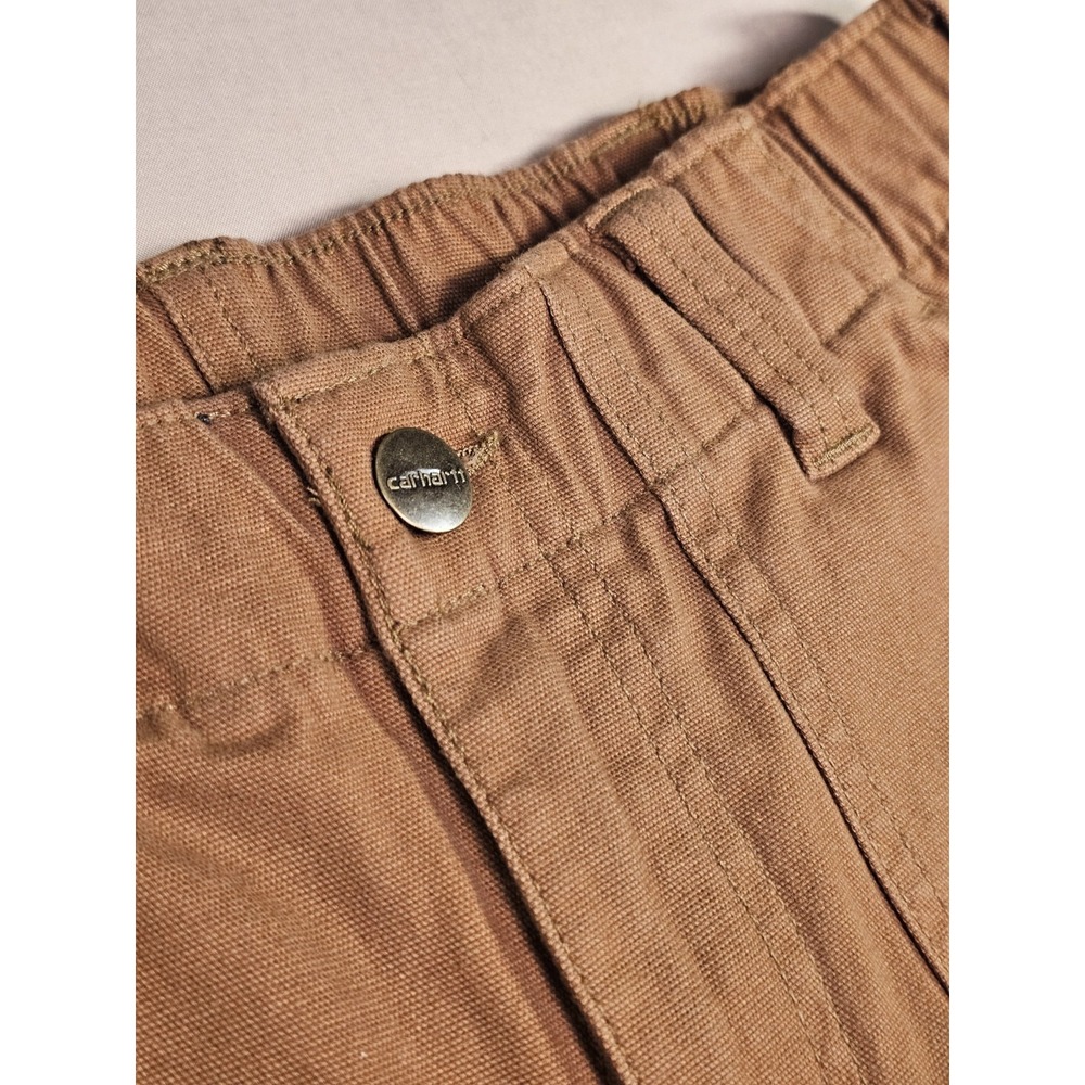 Carhartt Solid Brown Chino Shorts S Flat Front Button Closure Pockets Logo NWT